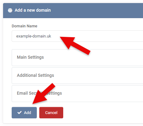 Enter Domain and select Options