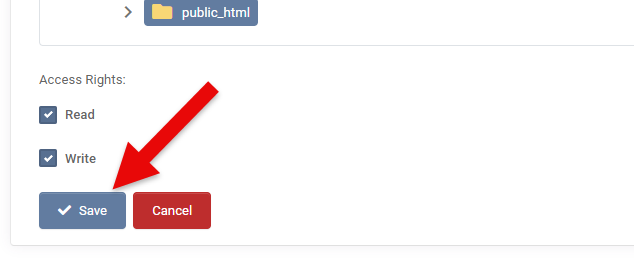 FTP Account Properties - Save
