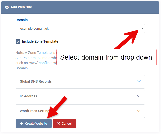 Add Web Site