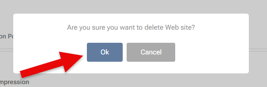 Delete website confirmation