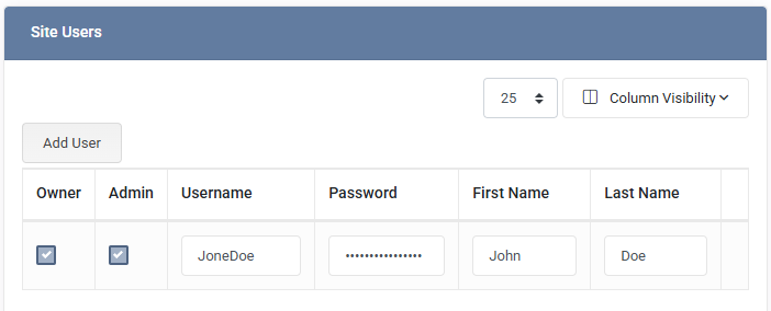 Username and Password Dialog