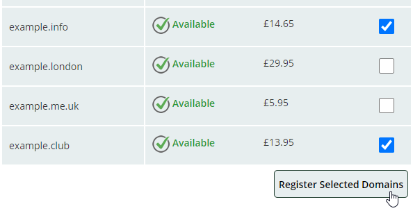 Register Selected Domains