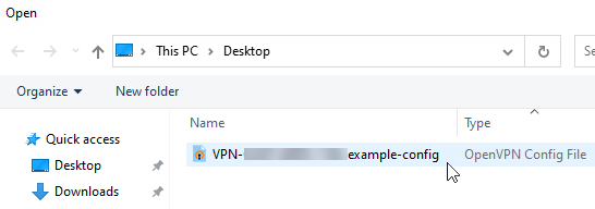 Open the OpenVPN Configuration File