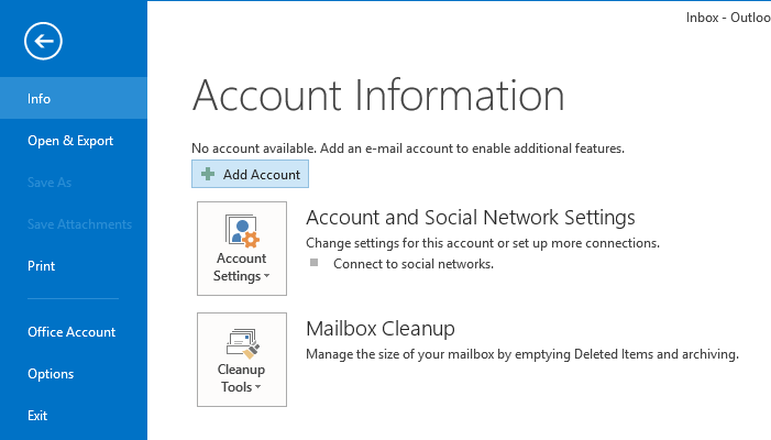 pop and imap account settings for outlook 2016