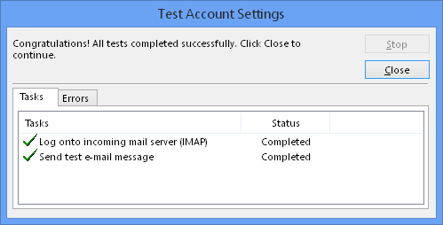 Test Account Settings